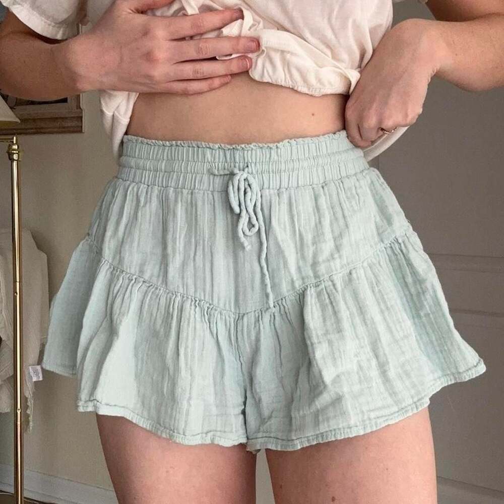 Aeropostale Sage Green Tiered Ruffle Cotton Shorts